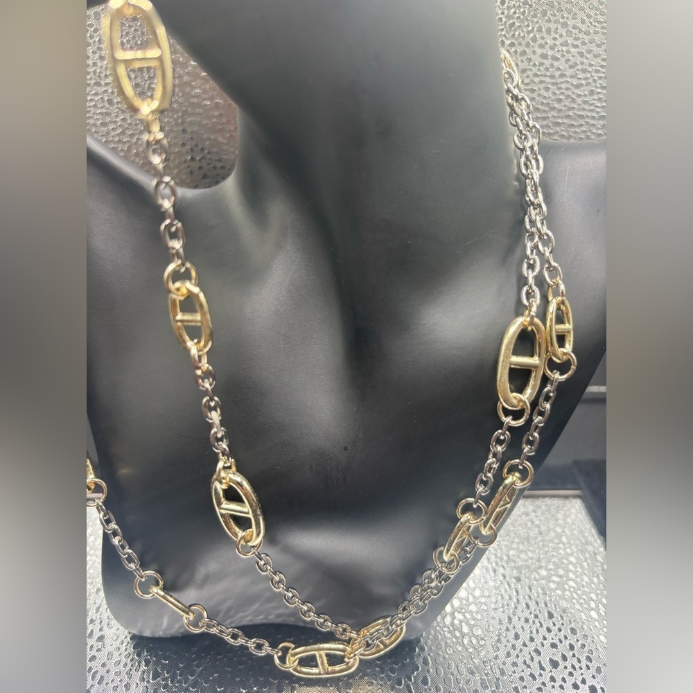 Elegant Gold and Silver Chain Necklace